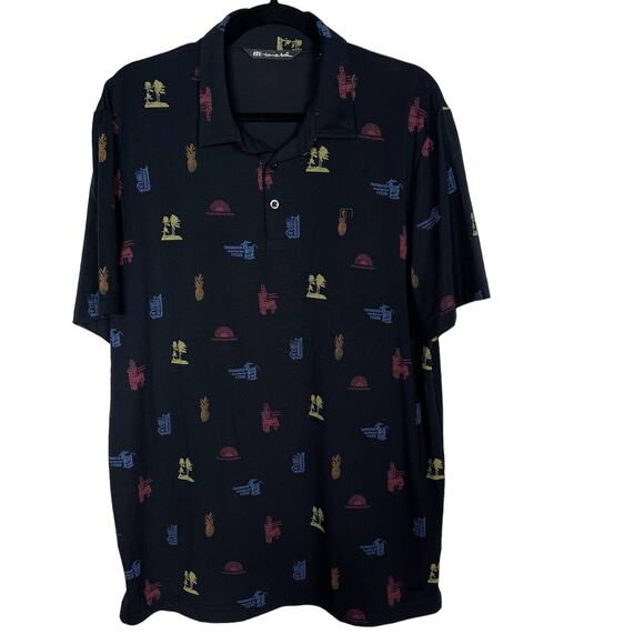 Travis Mathew Mens Large Black 5'O Clock Somewhere Polo Short Sleeve Pima Cotton - Picture 1 of 7